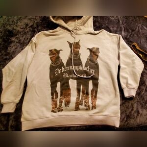 Dobermanpincher Blackwork Hoodie Beige Size Large
